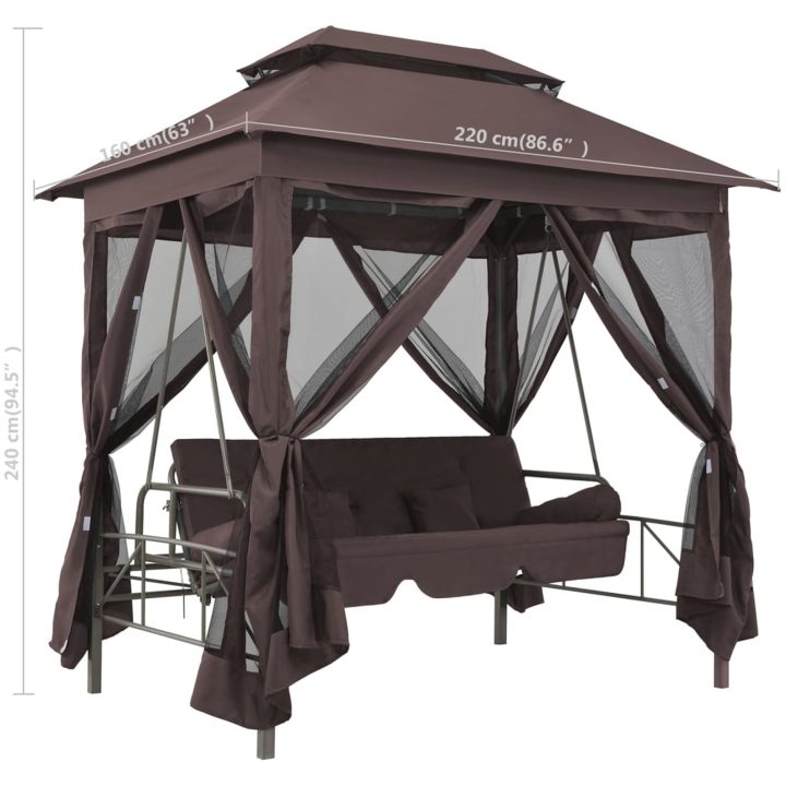 Paviljong med hammock kaffebrun vidaXL – bild 6