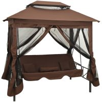 Paviljong med hammock kaffebrun vidaXL