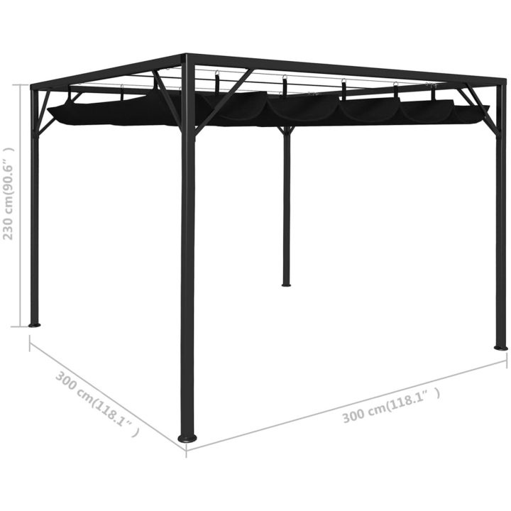 Paviljong med infällbart tak 3x3 m antracit vidaXL – bild 8