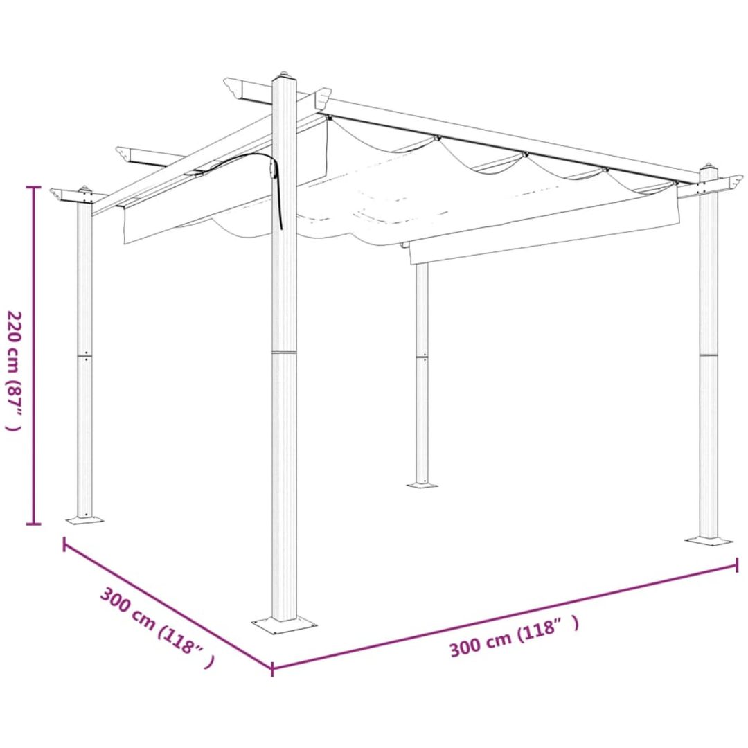 Paviljong med infällbart tak 3x3 m gräddvit vidaXL 3 x 3 x 2.2 m – bild 10
