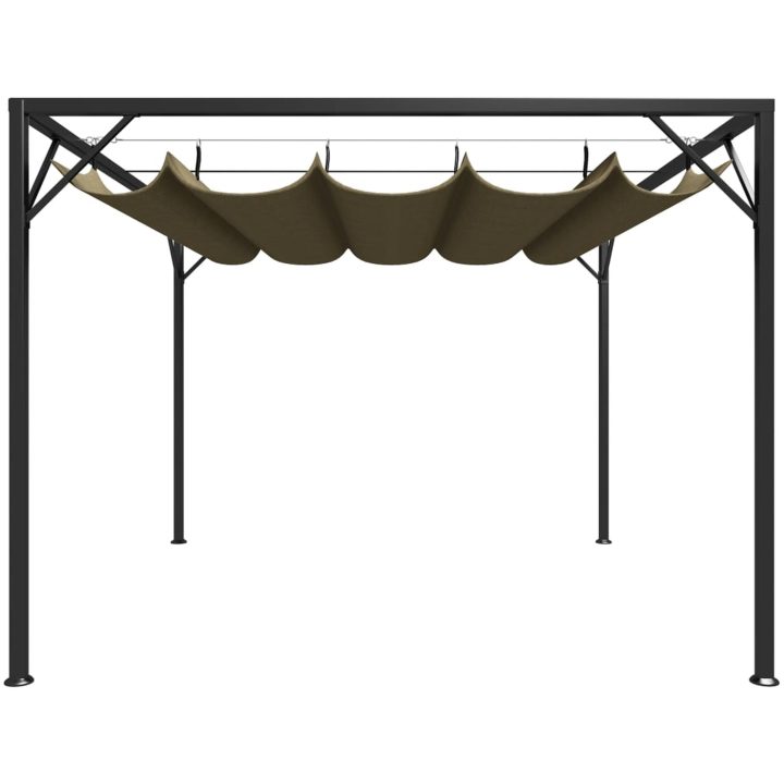 Paviljong med infällbart tak 3x3 m taupe 180 g/m² vidaXL – bild 2