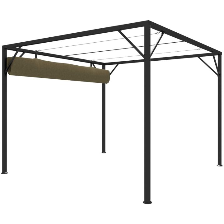 Paviljong med infällbart tak 3x3 m taupe 180 g/m² vidaXL – bild 5