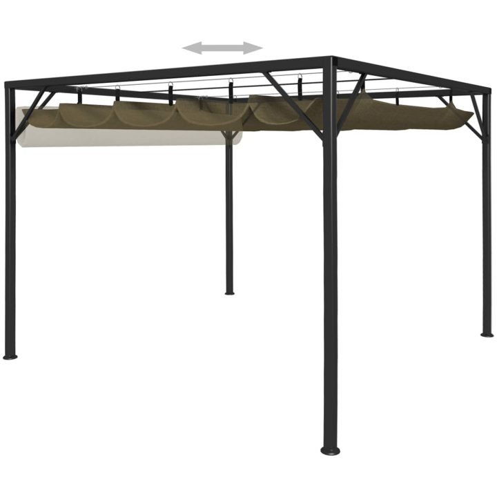Paviljong med infällbart tak 3x3 m taupe 180 g/m² vidaXL – bild 6