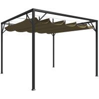 Paviljong med infällbart tak 3x3 m taupe 180 g/m² vidaXL