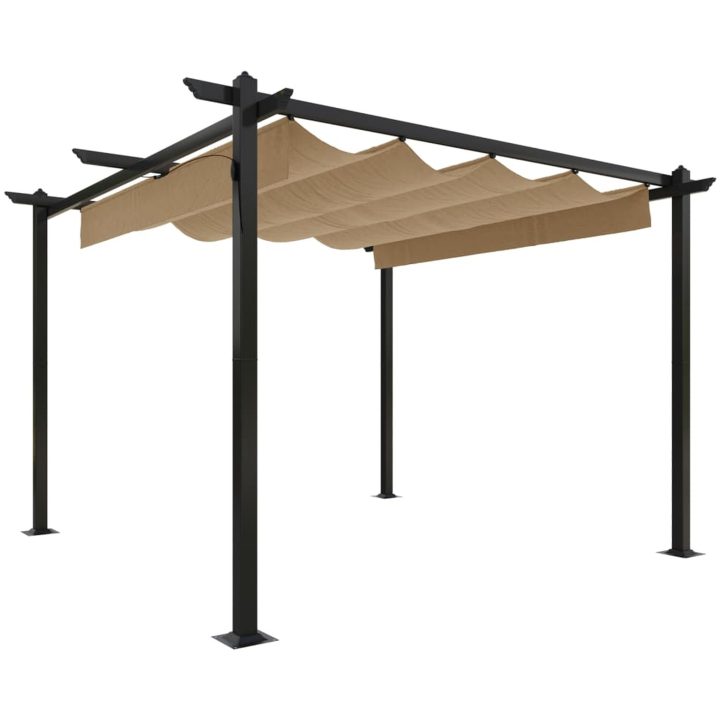Paviljong med infällbart tak 3x3 m taupe vidaXL 3 x 3 x 2.2 m – bild 2