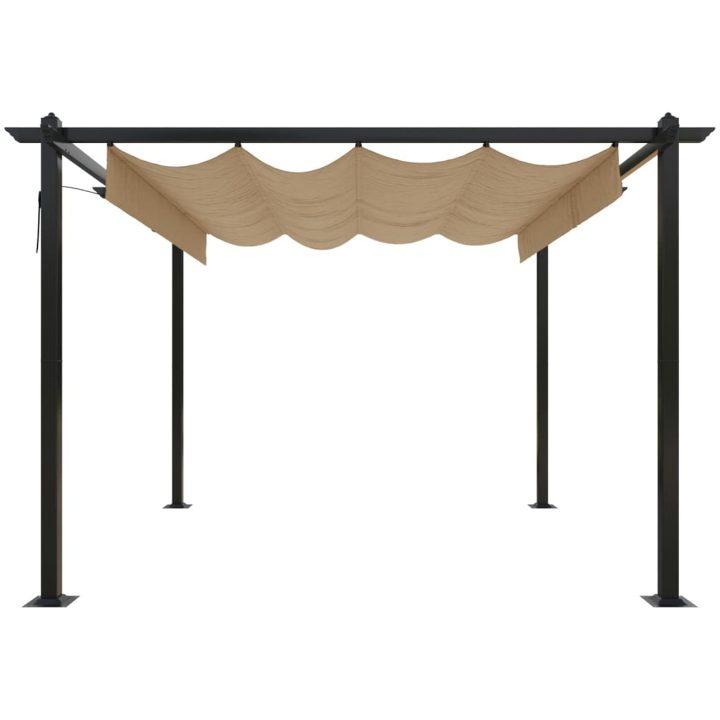 Paviljong med infällbart tak 3x3 m taupe vidaXL 3 x 3 x 2.2 m – bild 3
