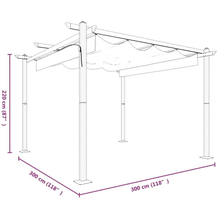 Paviljong med infällbart tak 3x3 m taupe vidaXL 3 x 3 x 2.2 m – bild 10