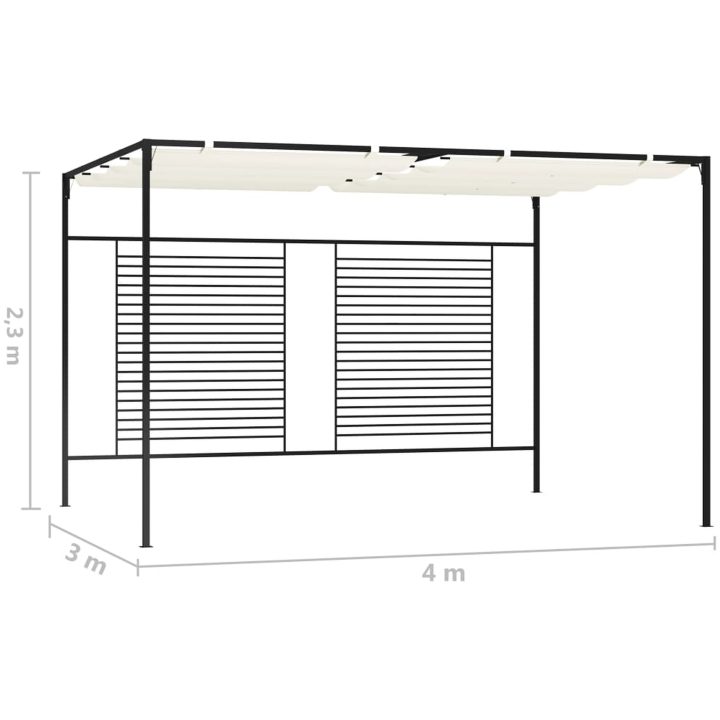 Paviljong med infällbart tak 3x4x2,3 m gräddvit 180 g/m² vidaXL – bild 7