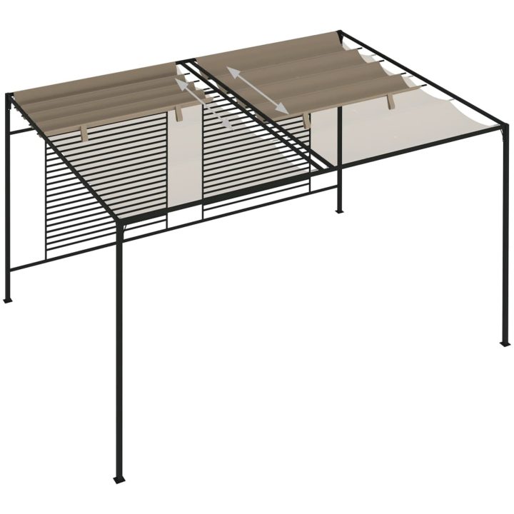 Paviljong med infällbart tak 3x4x2,3 m taupe 180 g/m² vidaXL – bild 5