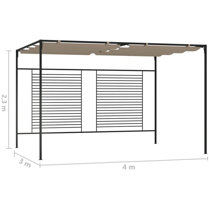 Paviljong med infällbart tak 3x4x2,3 m taupe 180 g/m² vidaXL – bild 7