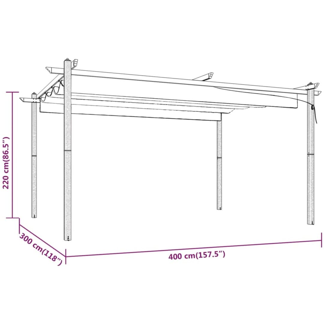 Paviljong med infällbart tak 4x3 m antracit vidaXL 4 x 3 x 2.2 m – bild 8