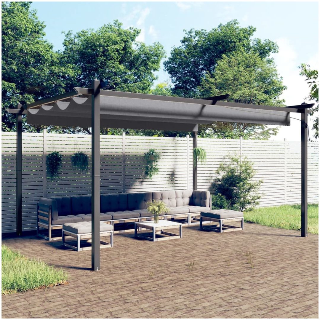 Paviljong med infällbart tak 4x3 m antracit vidaXL 4 x 3 x 2.2 m