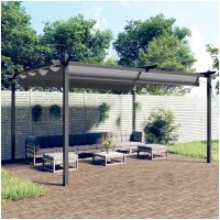 Paviljong med infällbart tak 4x3 m antracit vidaXL
