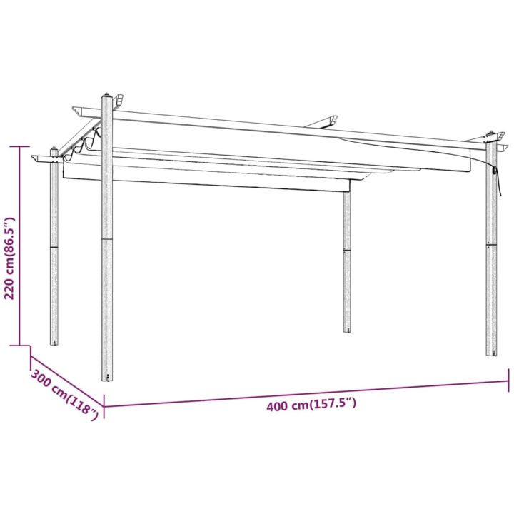 Paviljong med infällbart tak 4x3 m gräddvit vidaXL 4 x 3 x 2.2 m – bild 8