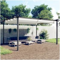 Paviljong med infällbart tak 4x3 m gräddvit vidaXL