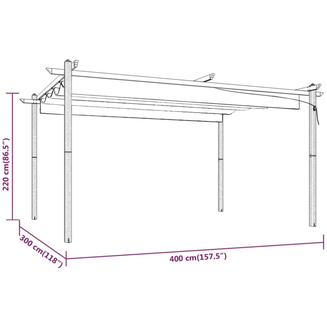 Paviljong med infällbart tak 4x3 m taupe vidaXL 4 x 3 x 2.2 m – bild 8
