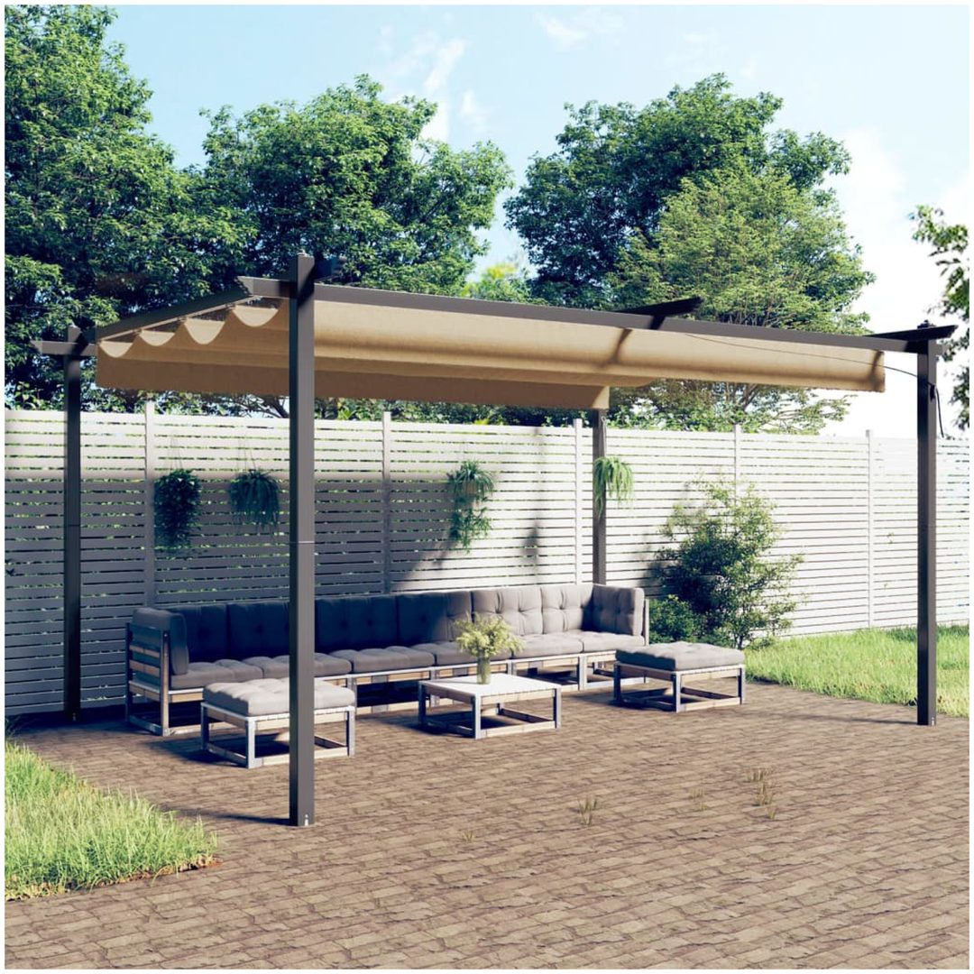 Paviljong med infällbart tak 4x3 m taupe vidaXL 4 x 3 x 2.2 m
