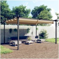 Paviljong med infällbart tak 4x3 m taupe vidaXL