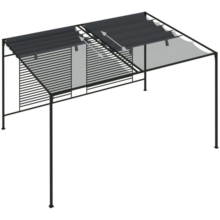 Paviljong med infällbart tak 4x3x2,3 m gräddvit 180 g/m² vidaXL – bild 6