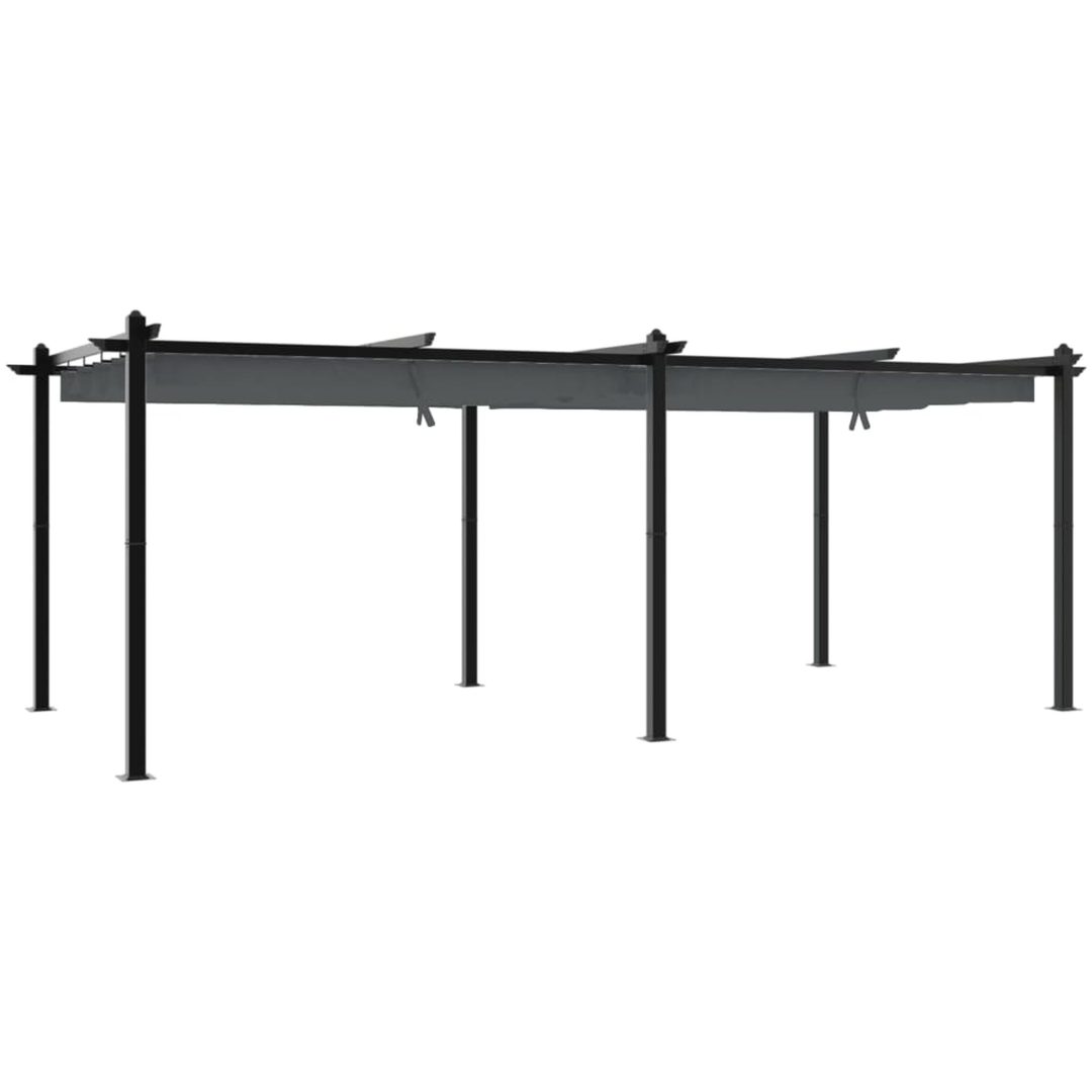 Paviljong med infällbart tak antracit 3x6 m aluminium vidaXL – bild 2