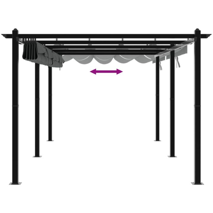 Paviljong med infällbart tak antracit 3x6 m aluminium vidaXL – bild 7