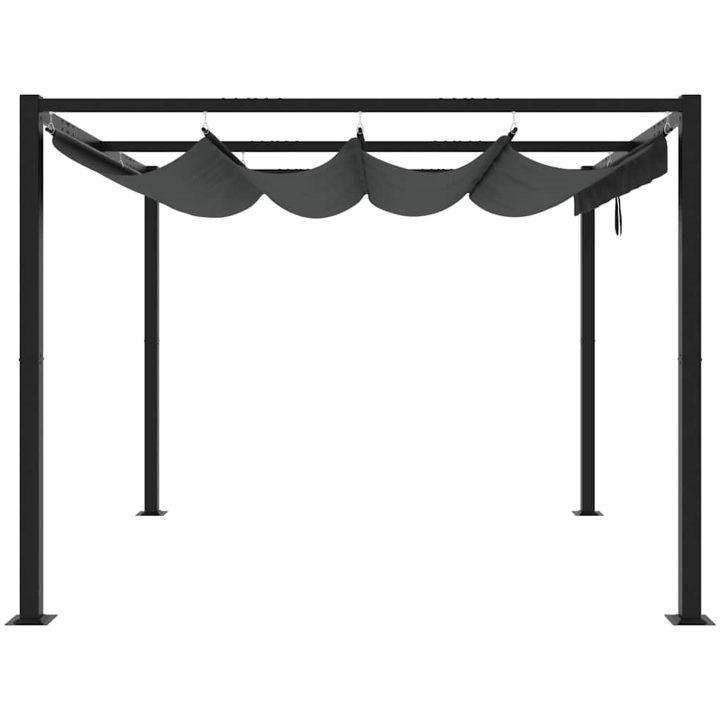 Paviljong med infällbart tak antracit stål vidaXL 3 x 3 m – bild 4