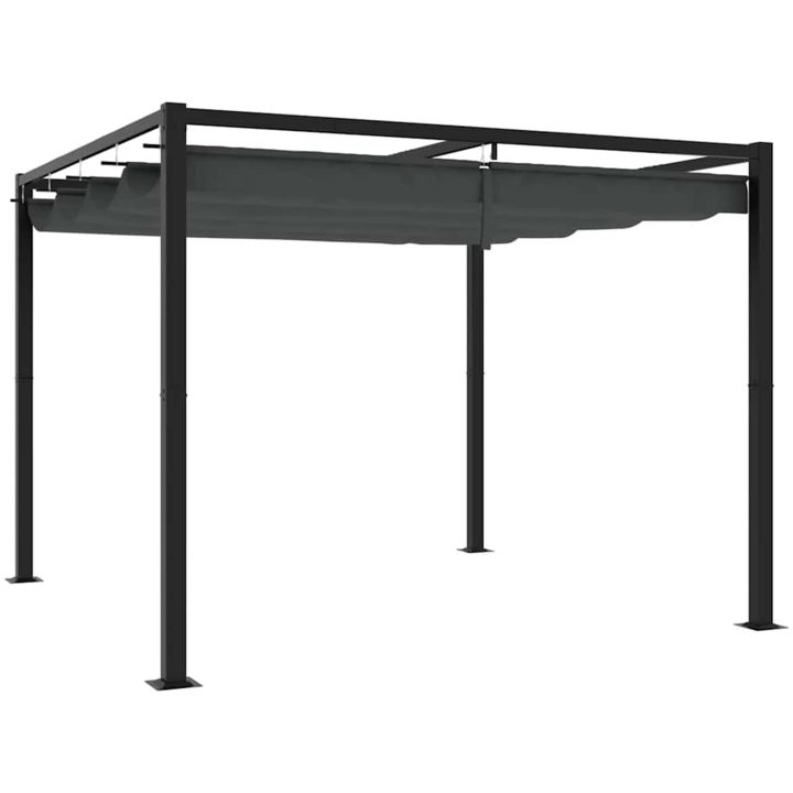 Paviljong med infällbart tak antracit stål vidaXL 3 x 3 m – bild 5