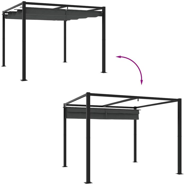 Paviljong med infällbart tak antracit stål vidaXL 3 x 3 m – bild 6