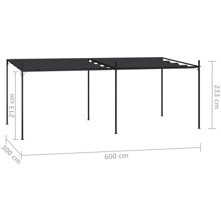 Paviljong med infällbart tak antracit vidaXL 600 x 300 x 233 cm – bild 7