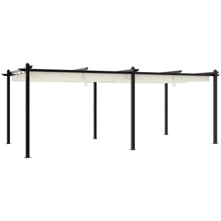 Paviljong med infällbart tak gräddvit 3x6 m aluminium vidaXL – bild 2