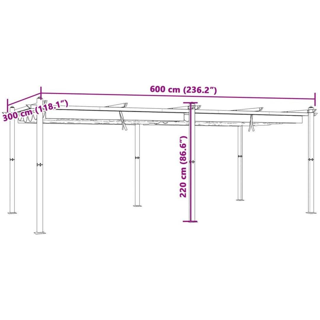 Paviljong med infällbart tak gräddvit 3x6 m aluminium vidaXL – bild 11