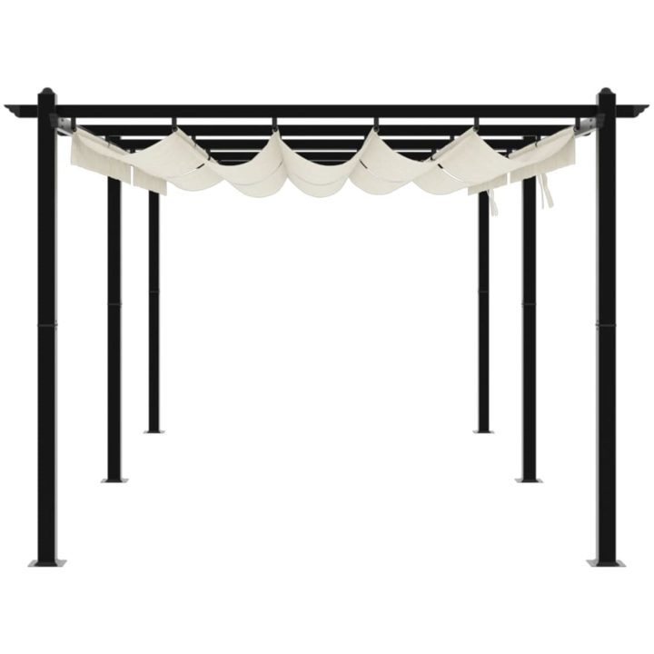 Paviljong med infällbart tak gräddvit 3x6 m aluminium vidaXL – bild 5