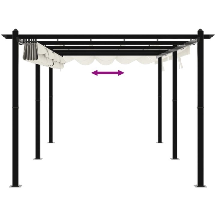 Paviljong med infällbart tak gräddvit 3x6 m aluminium vidaXL – bild 7