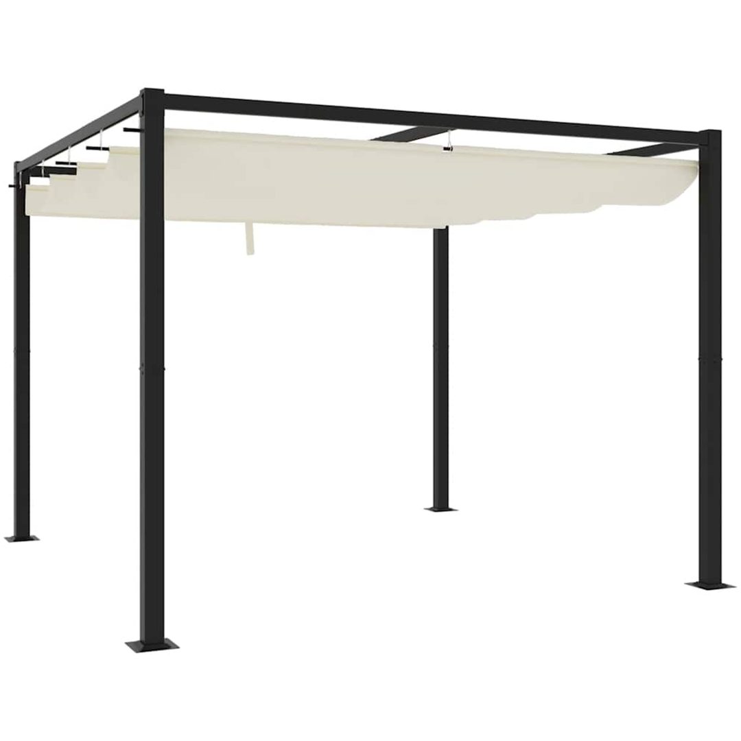 Paviljong med infällbart tak gräddvit stål vidaXL 3 x 3 m – bild 5