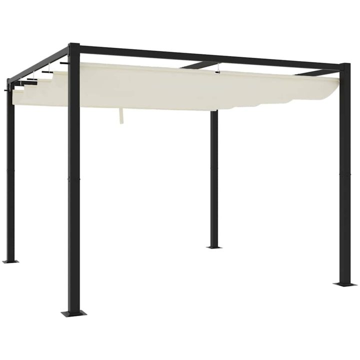 Paviljong med infällbart tak gräddvit stål vidaXL 3 x 3 m – bild 5