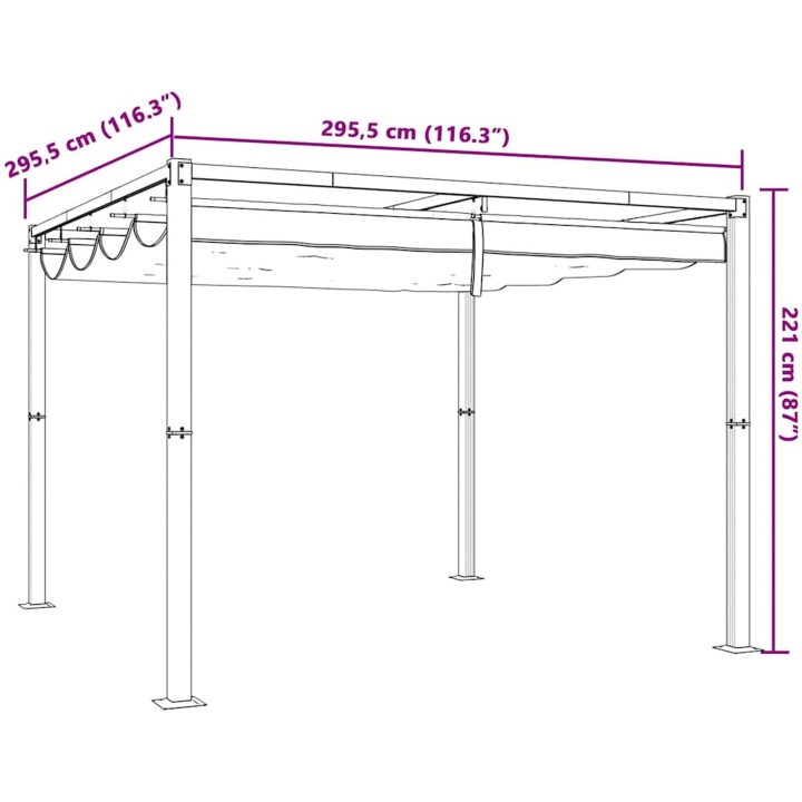 Paviljong med infällbart tak gräddvit stål vidaXL 3 x 3 m – bild 9