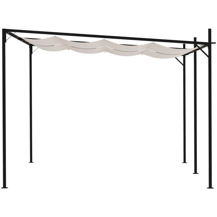 Paviljong med infällbart tak gräddvit vidaXL 400 x 300 x 233 cm – bild 3