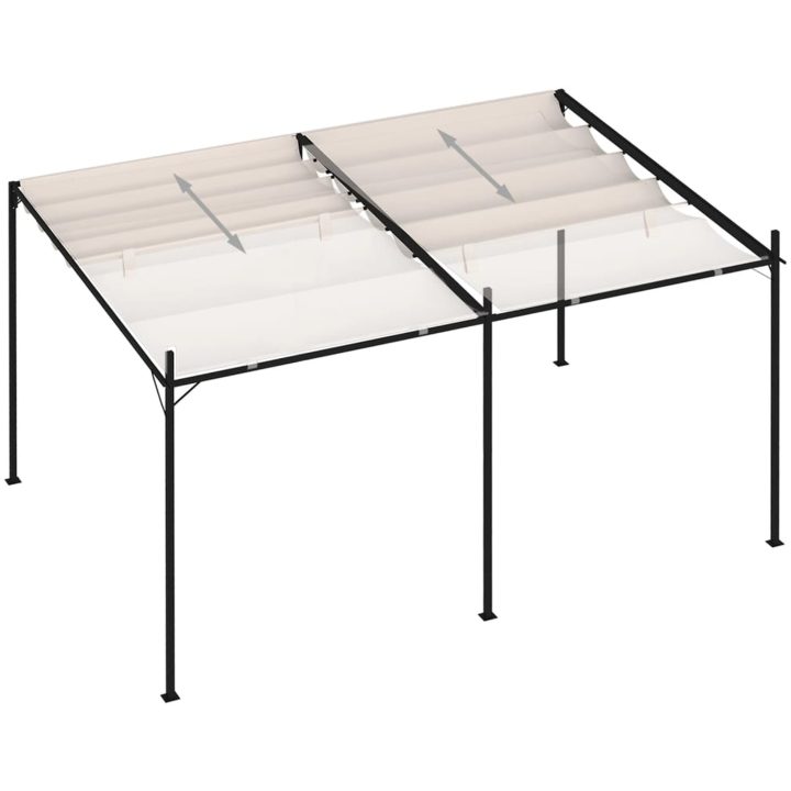 Paviljong med infällbart tak gräddvit vidaXL 400 x 300 x 233 cm – bild 4