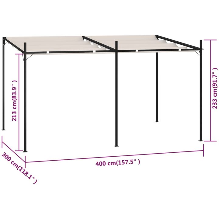 Paviljong med infällbart tak gräddvit vidaXL 400 x 300 x 233 cm – bild 7