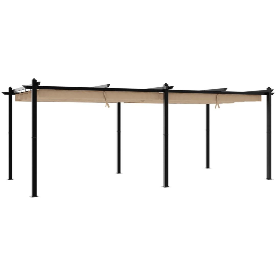 Paviljong med infällbart tak taupe 3x6 m aluminium vidaXL – bild 2