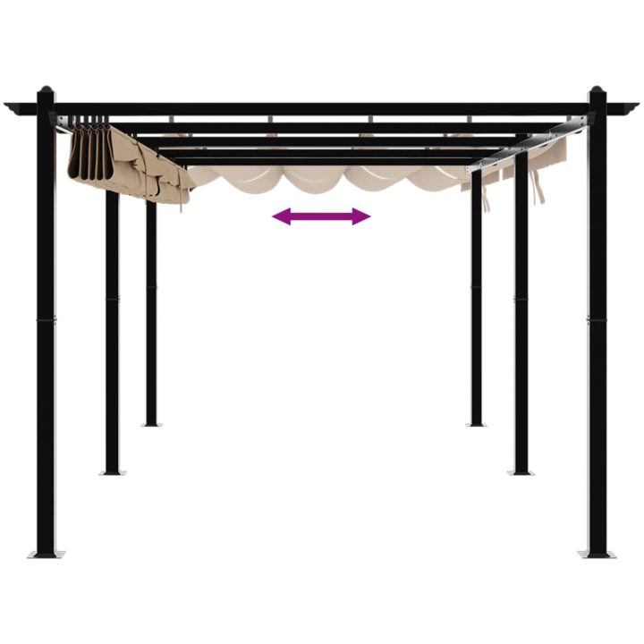 Paviljong med infällbart tak taupe 3x6 m aluminium vidaXL – bild 7