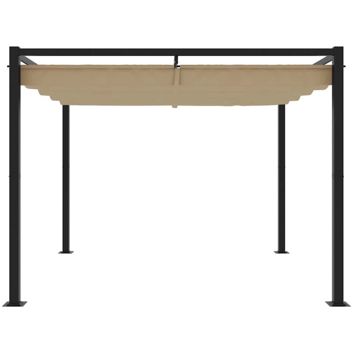 Paviljong med infällbart tak taupe stål vidaXL 3 x 3 m – bild 3