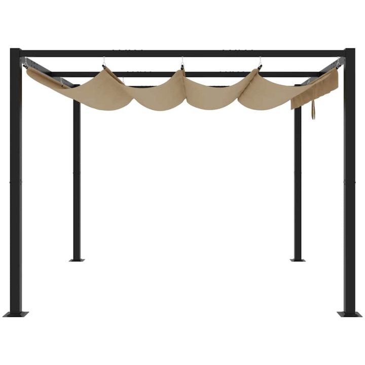 Paviljong med infällbart tak taupe stål vidaXL 3 x 3 m – bild 4