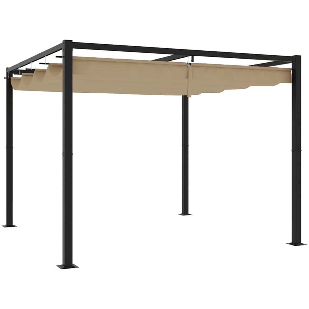Paviljong med infällbart tak taupe stål vidaXL 3 x 3 m – bild 5