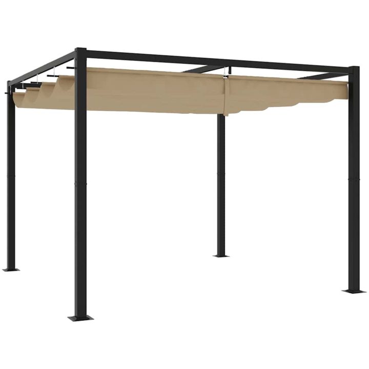 Paviljong med infällbart tak taupe stål vidaXL 3 x 3 m – bild 5