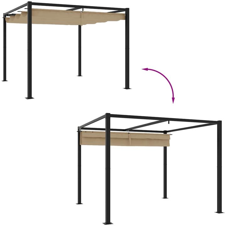Paviljong med infällbart tak taupe stål vidaXL 3 x 3 m – bild 6