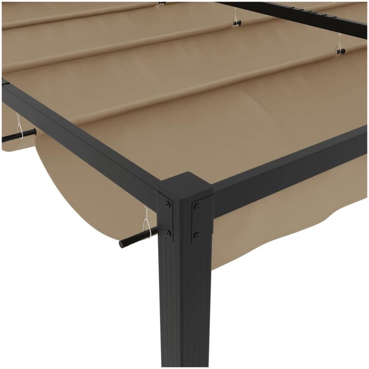 Paviljong med infällbart tak taupe stål vidaXL 3 x 3 m – bild 7
