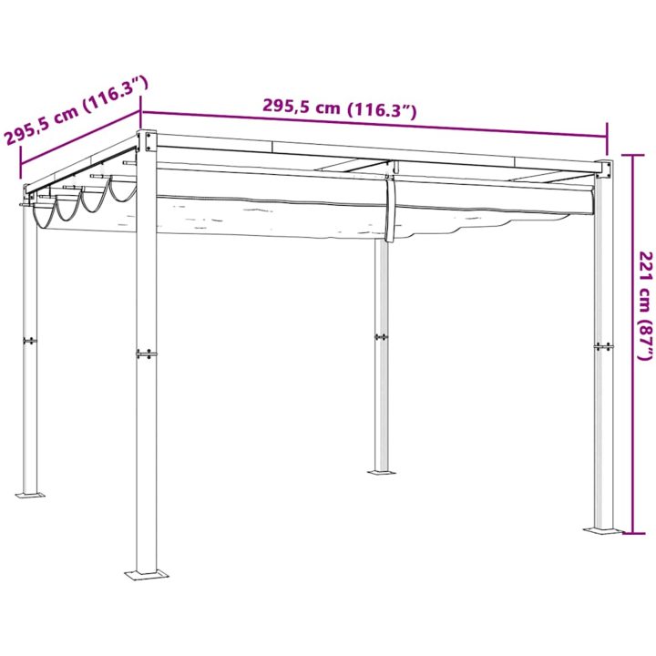 Paviljong med infällbart tak taupe stål vidaXL 3 x 3 m – bild 9