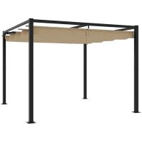 Paviljong med infällbart tak taupe stål vidaXL