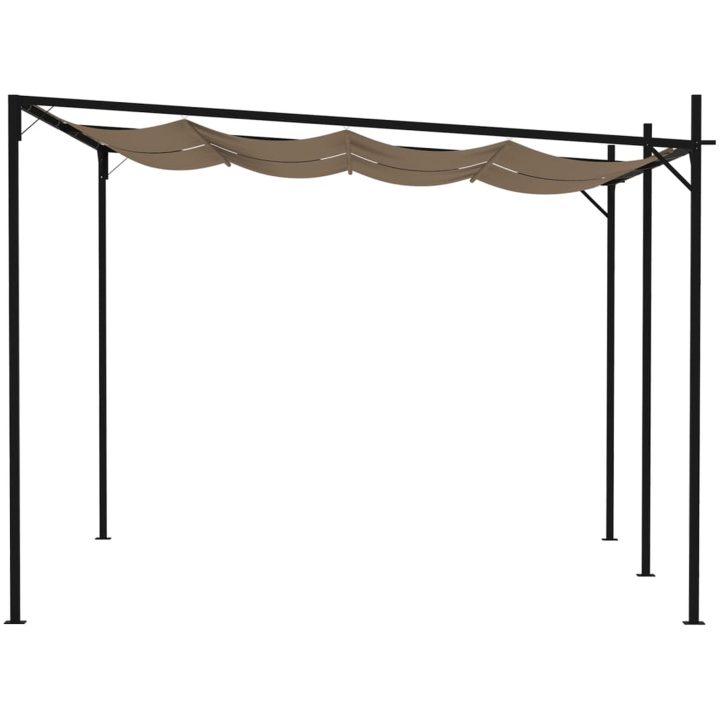 Paviljong med infällbart tak taupe vidaXL 400 x 300 x 233 cm – bild 3